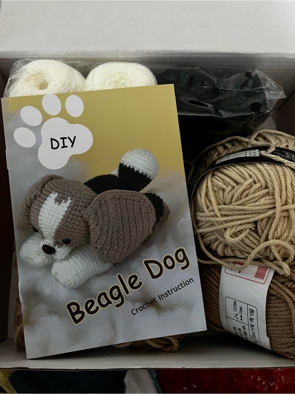 DIY Beagle ,Lab and husky Dog Crochet Kit – Cream blackBrown Plush Toy